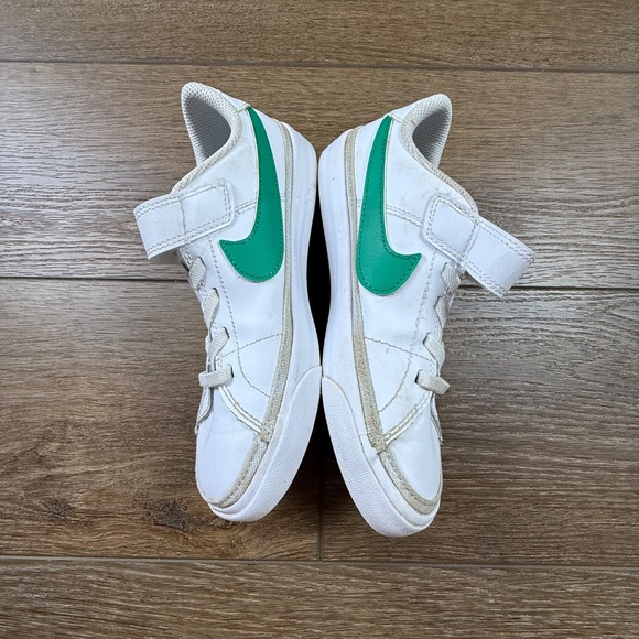 Nike Little Kids Court Legacy Leather Sneakers White/Green 1Y Velcro School - Picture 3 of 11